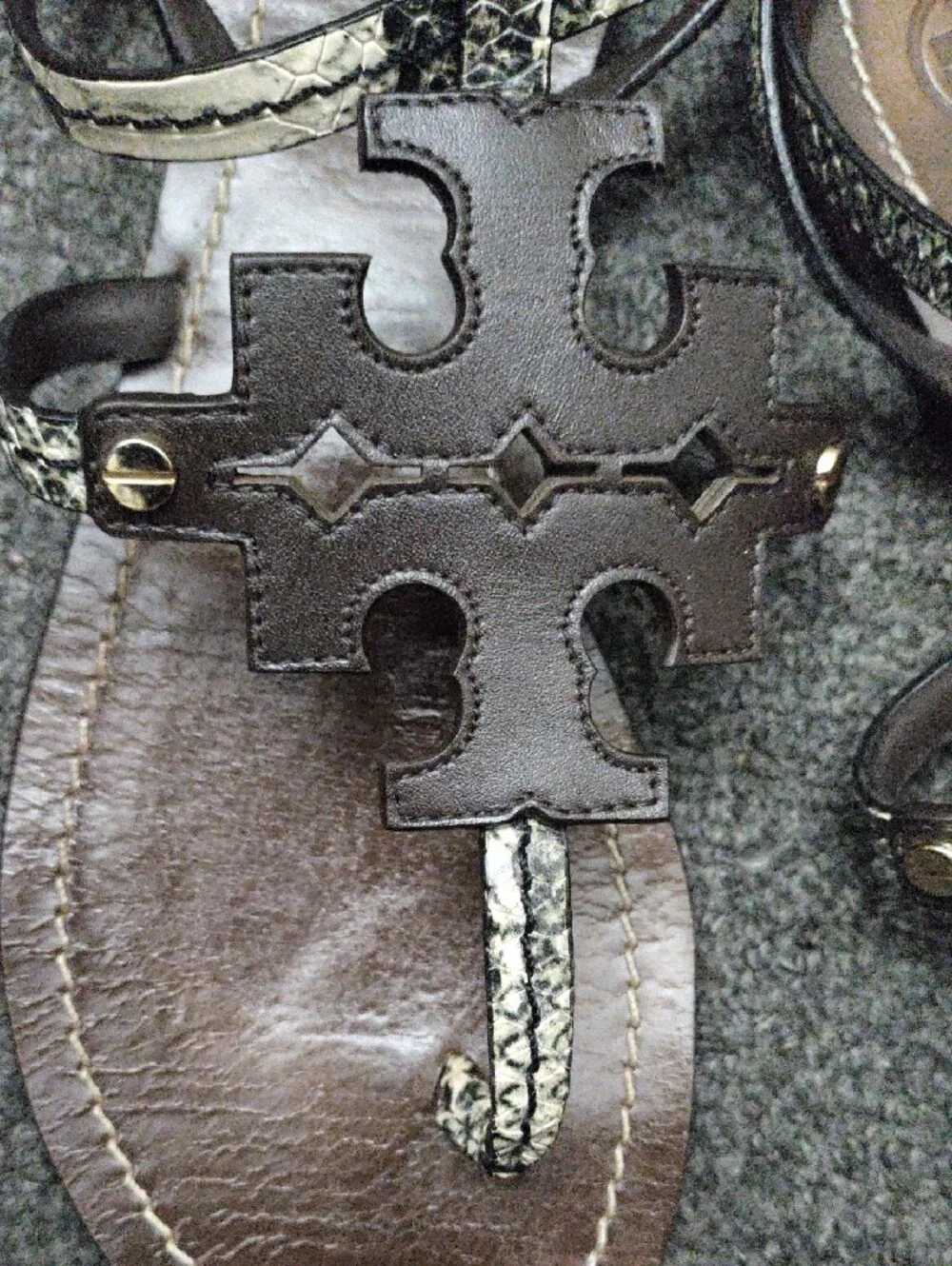 Tory Burch Phoebe Chandler Snake Print Leather Sandals